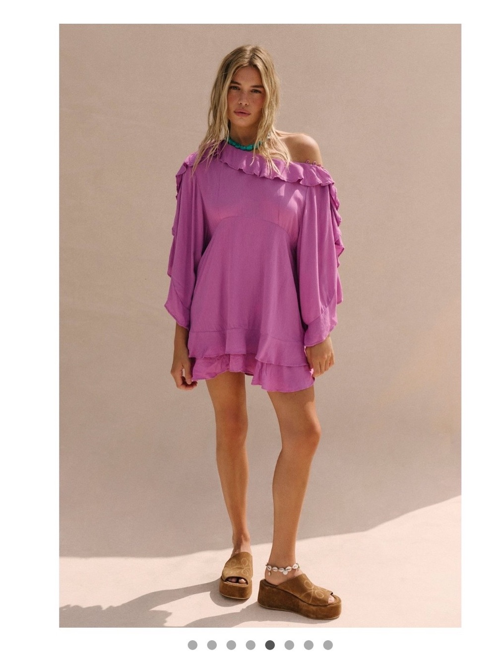 We The Free Lavender One-Shoulder Ruffle Mini Dress